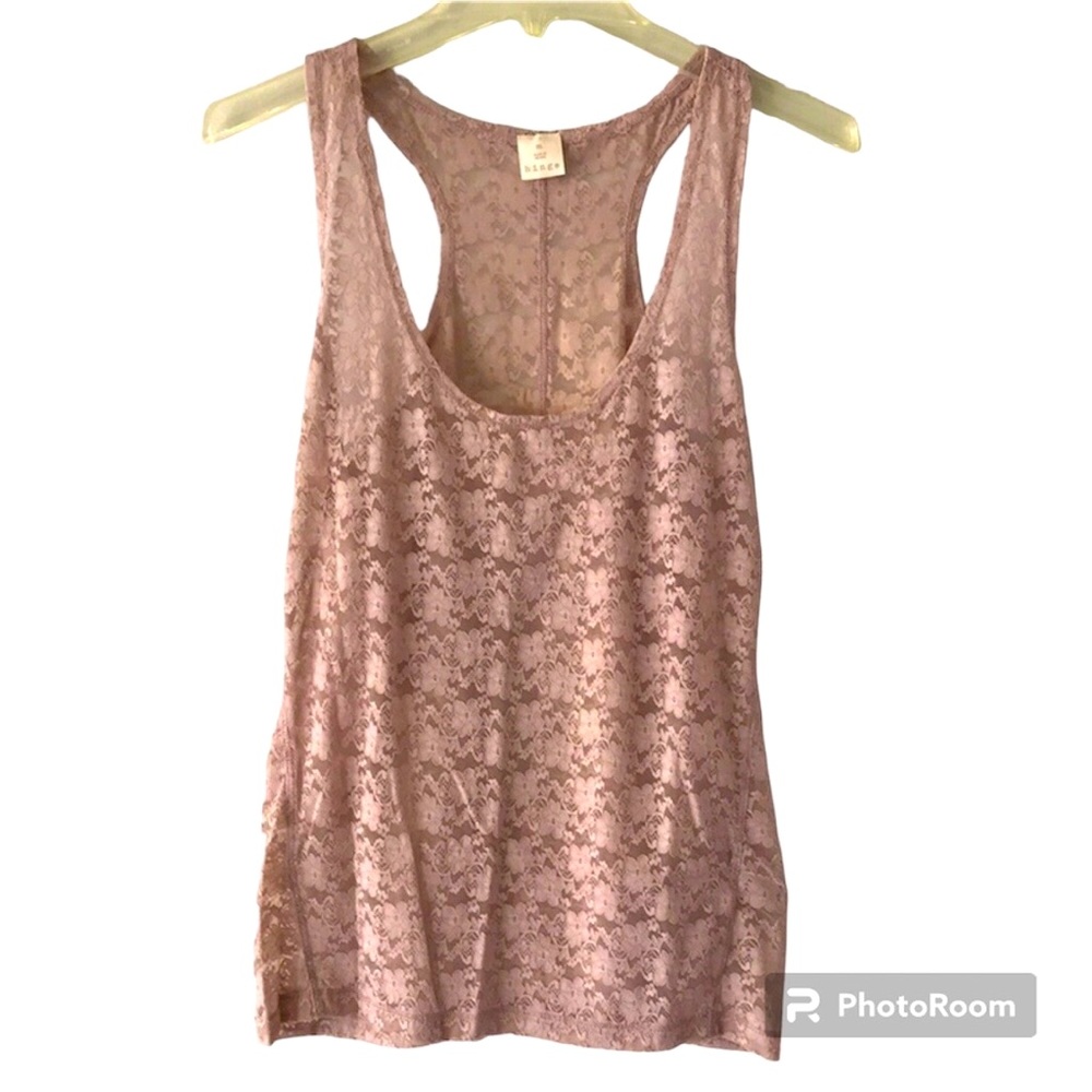 Hinge Pink Floral Mesh Tank Top M